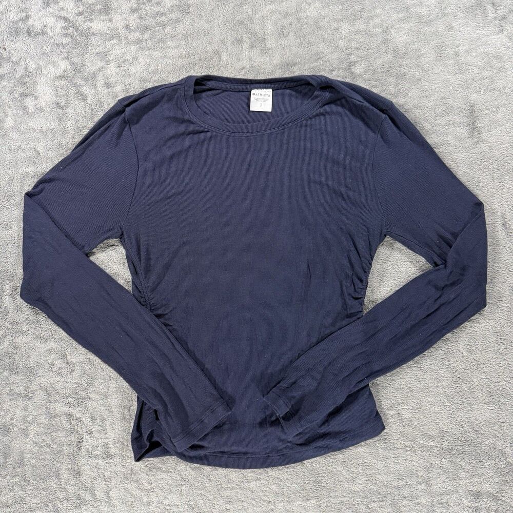 Athleta Ribbed Long-Sleeve Crewneck Top Women’s Small Basic Minimal Casual
